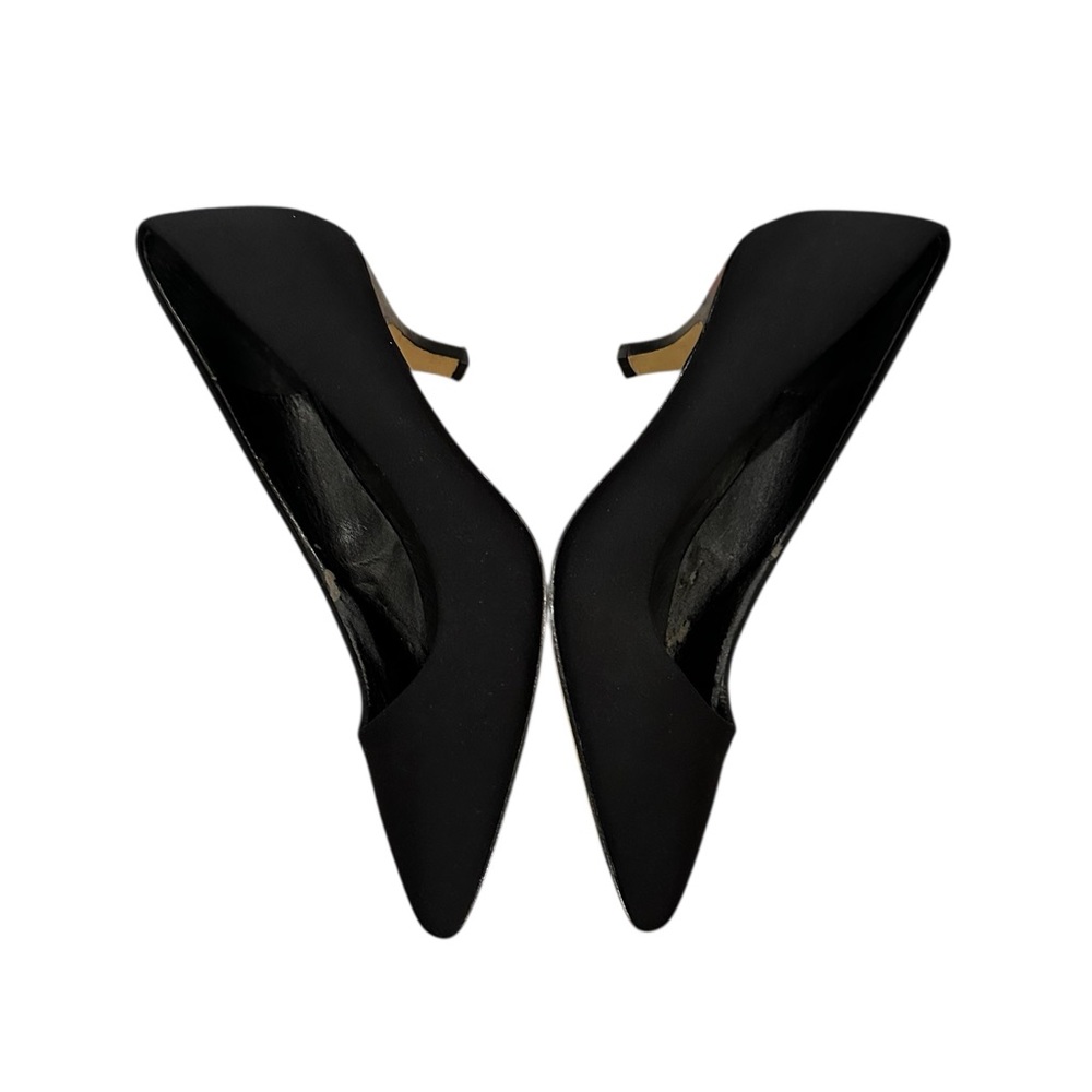 Donald J. Pliner Classic Black Fabric Leather Sole Kitten Heels Shoes Size 8 - Picture 5 of 13